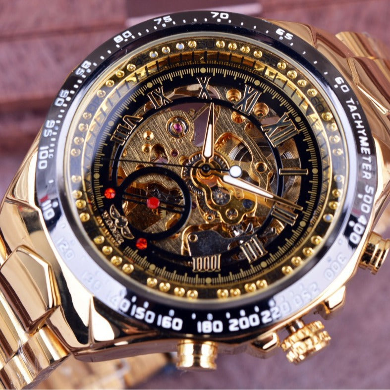 Semi-Automatic Skeleton Watch – Gold Plated, 44mm