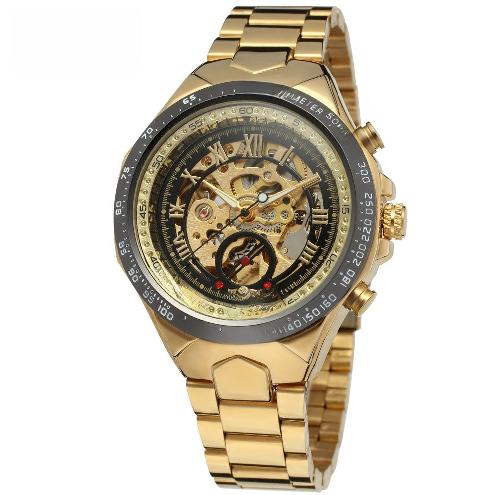 Semi-Automatic Skeleton Watch – Gold Plated, 44mm