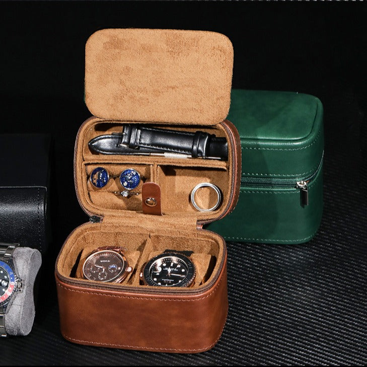 Premium Lychee-Pattern Leather Watch & Jewelry Case