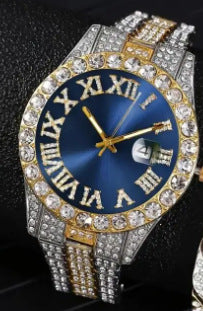 Iced Chain Chronograph Watch & Bracelet Set