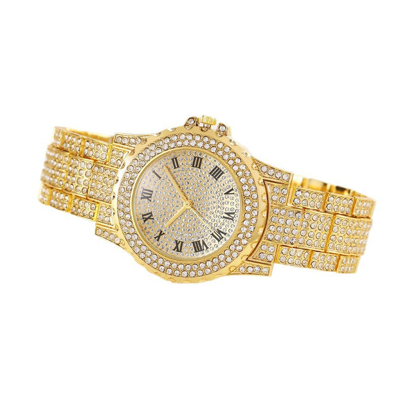 Square Iced Quartz Watch & Jewelry Set (3-Piece)