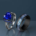 Dragon & Heart Couple Rings – Gemstone Electroplated Set