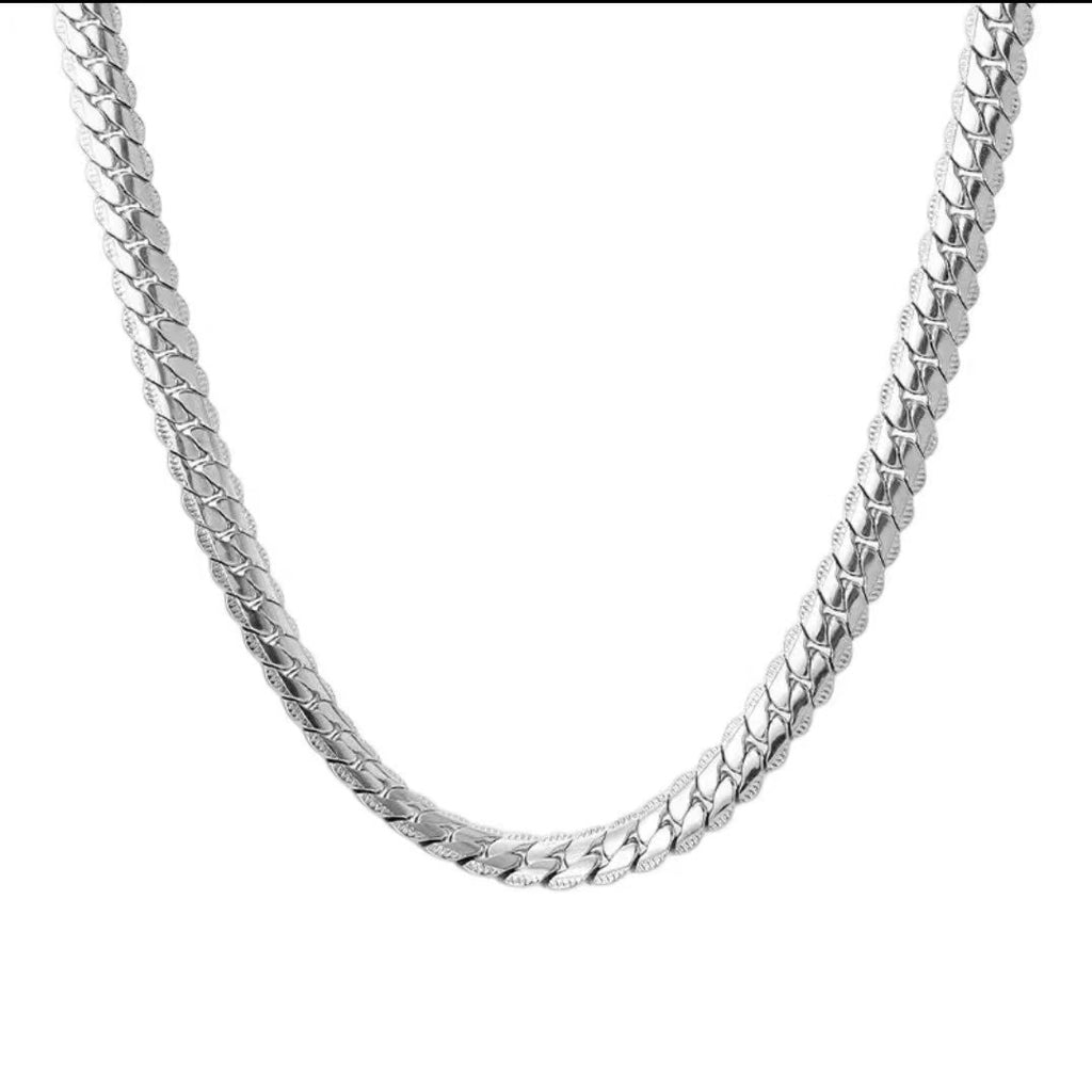 Embossed Titanium Steel Cuban Chain