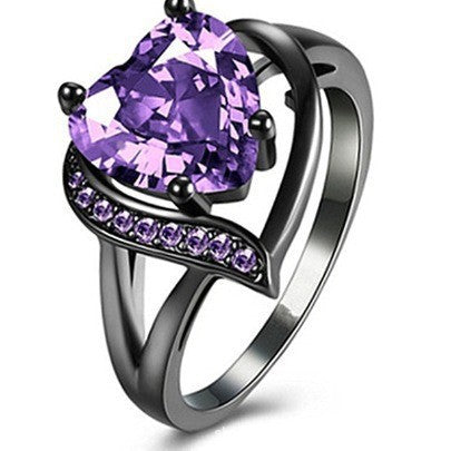 Dragon & Heart Couple Rings – Gemstone Electroplated Set