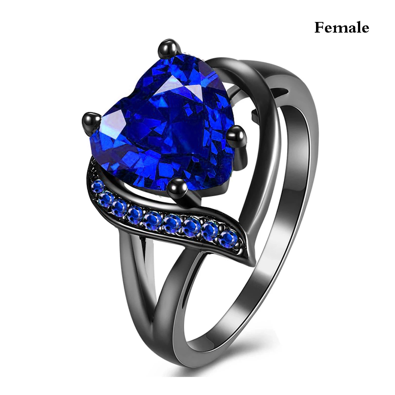 Dragon & Heart Couple Rings – Gemstone Electroplated Set