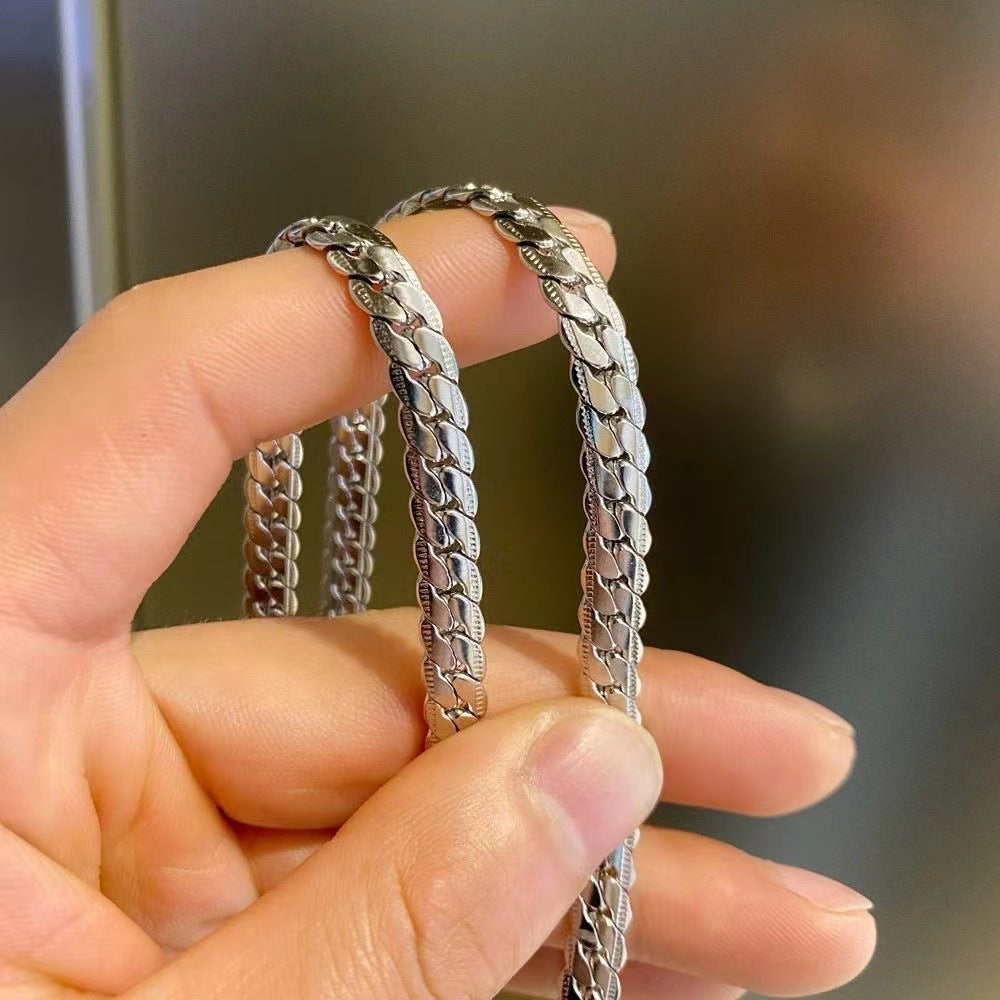 Embossed Titanium Steel Cuban Chain