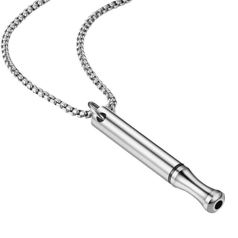 Stainless Steel Meditation Whistle – Mindfulness & Stress Relief Pendant