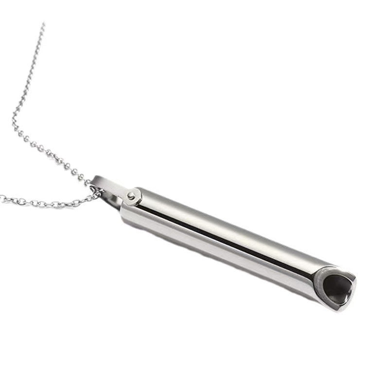 Stainless Steel Meditation Whistle – Mindfulness & Stress Relief Pendant
