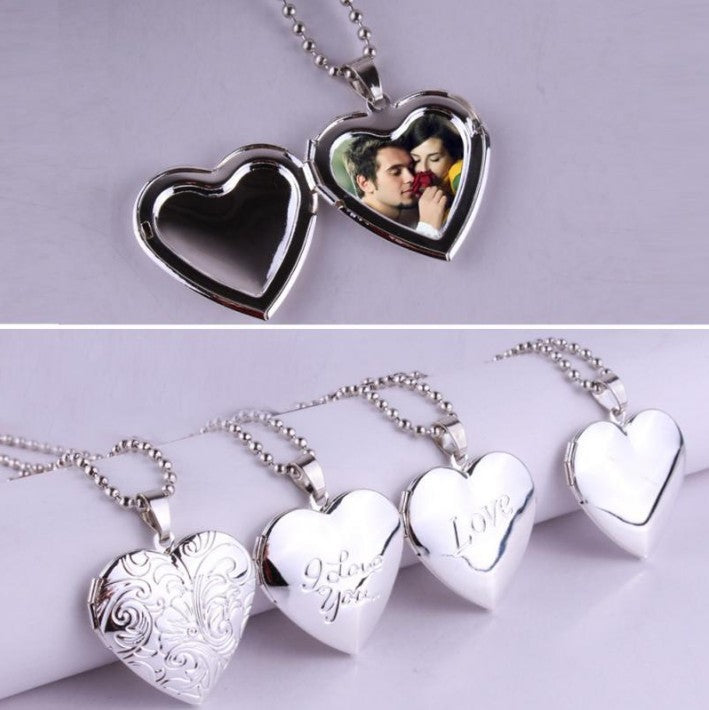 Heart Photo Pendant Necklace – with Carved options, and Openable Frame
