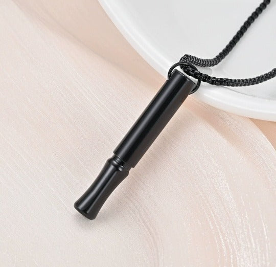 Stainless Steel Meditation Whistle – Mindfulness & Stress Relief Pendant