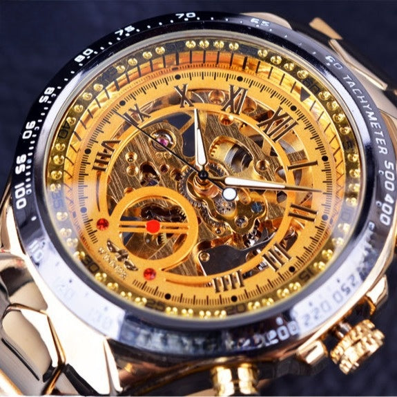 Semi-Automatic Skeleton Watch – Gold Plated, 44mm