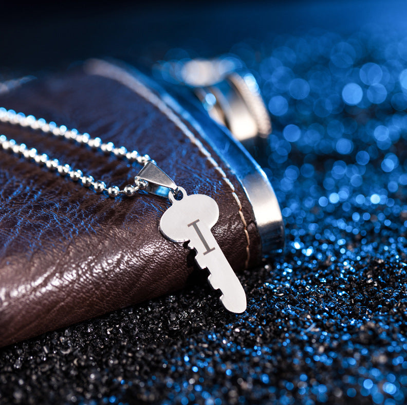 Heart & Key Matching Necklace – Stainless Steel Couples Jewelry