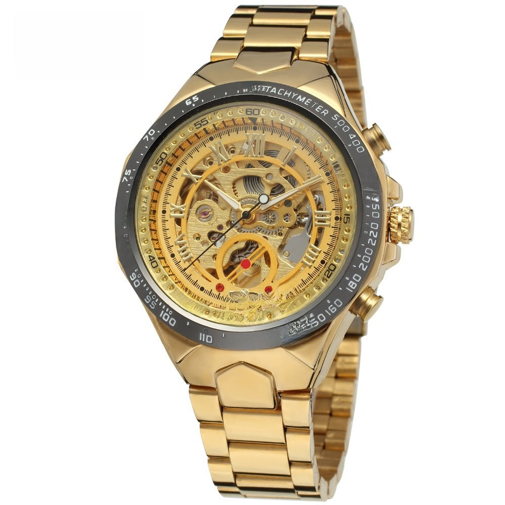 Semi-Automatic Skeleton Watch – Gold Plated, 44mm