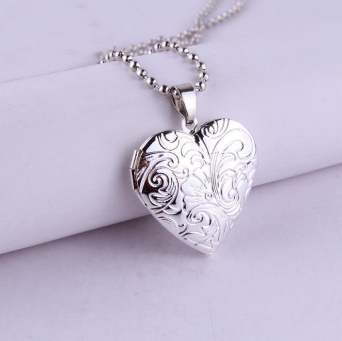 Heart Photo Pendant Necklace – with Carved options, and Openable Frame