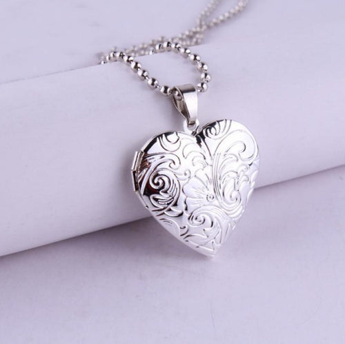 Heart Photo Pendant Necklace – with Carved options, and Openable Frame