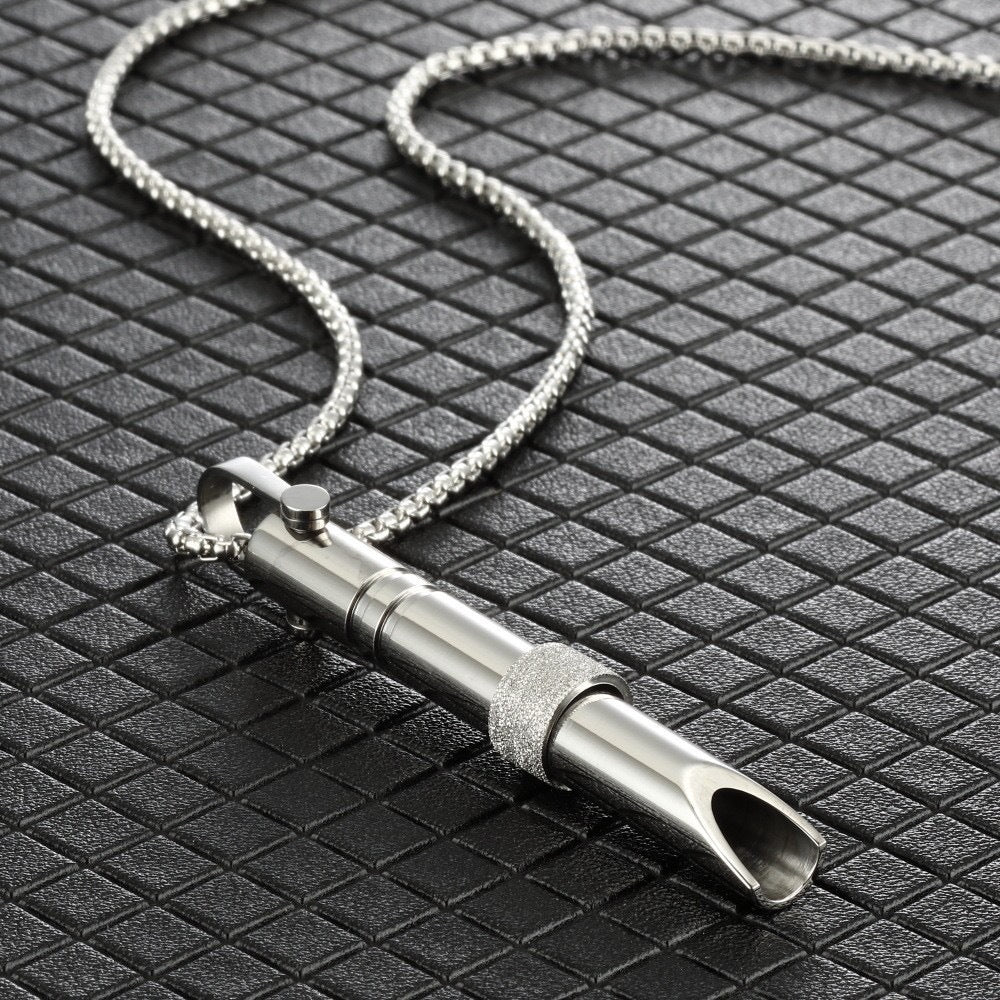 Stainless Steel Meditation Whistle – Mindfulness & Stress Relief Pendant