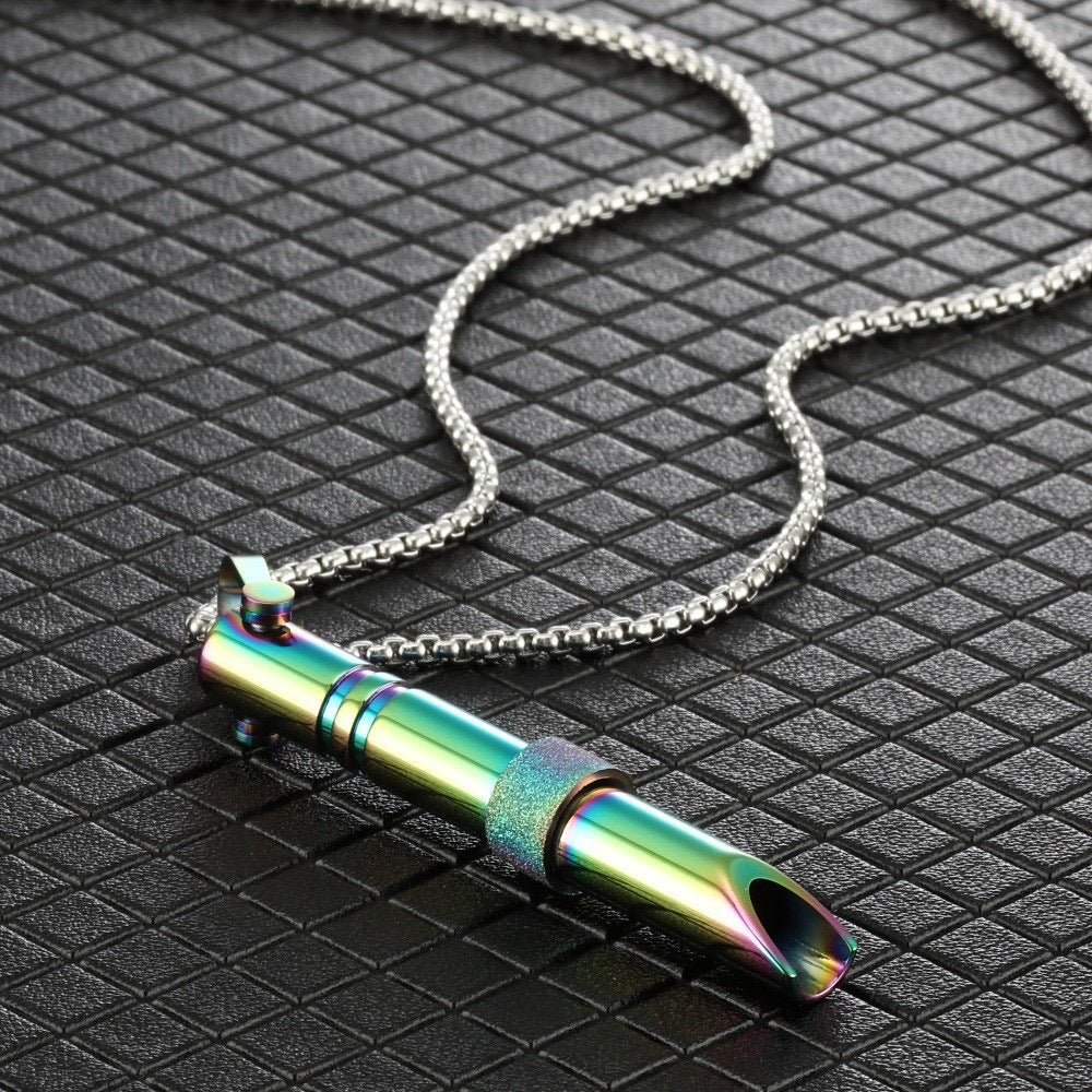 Stainless Steel Meditation Whistle – Mindfulness & Stress Relief Pendant