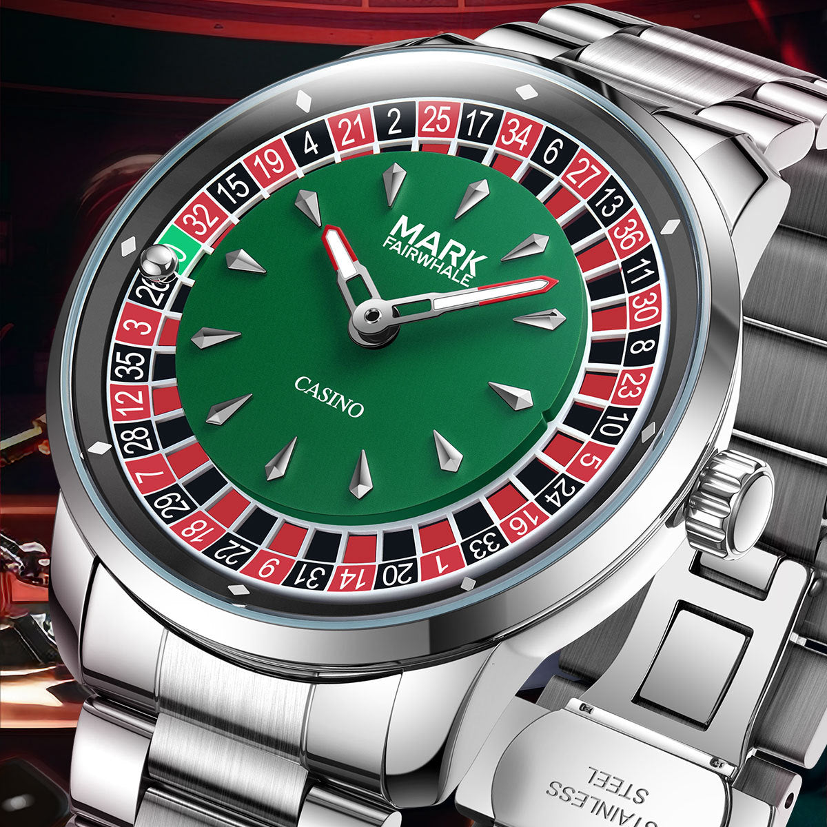 Luminous Compass Quartz Casino Style Watch – 46mm