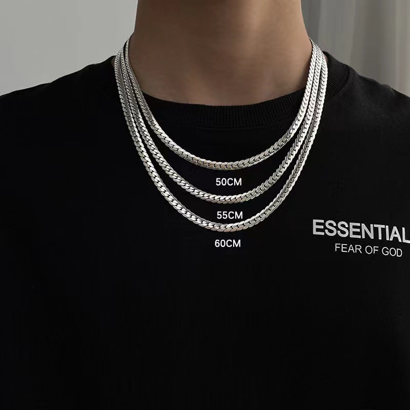 Embossed Titanium Steel Cuban Chain