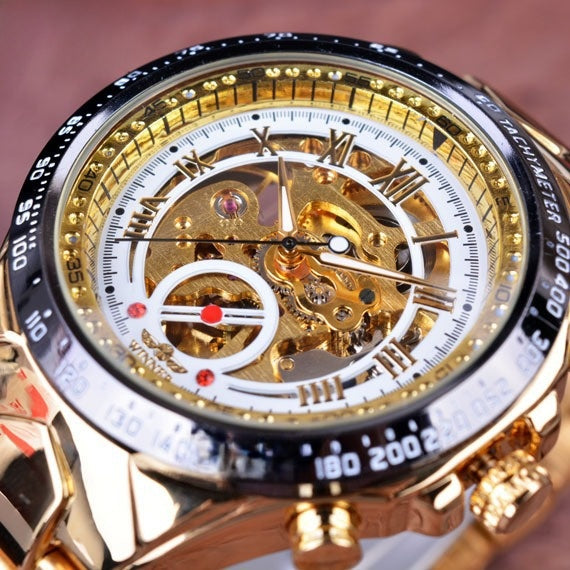 Semi-Automatic Skeleton Watch – Gold Plated, 44mm